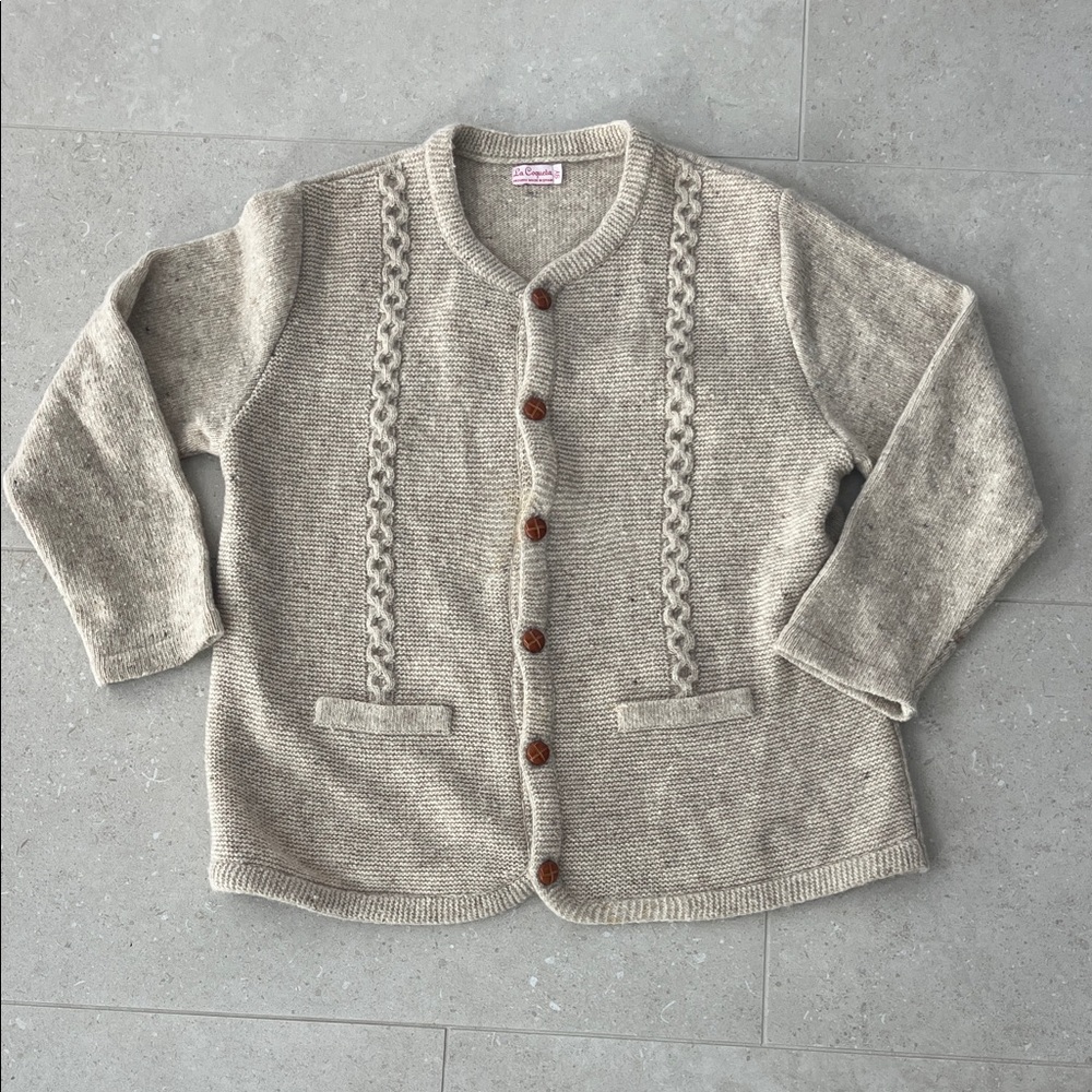 Taupe Zas Merino Cardigan